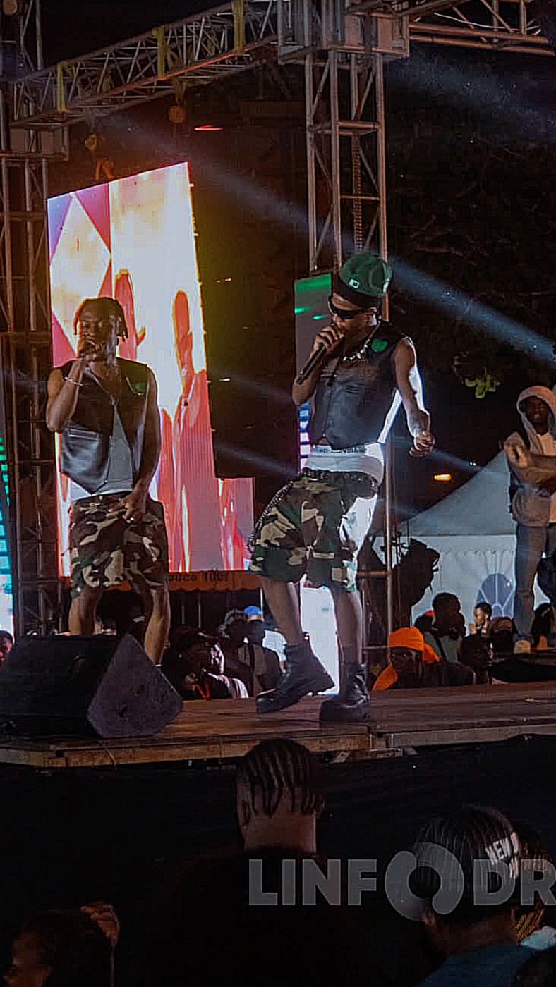 Kadirov Mania, bonnet vert, short camouflage, micro, concert TEAM2POY